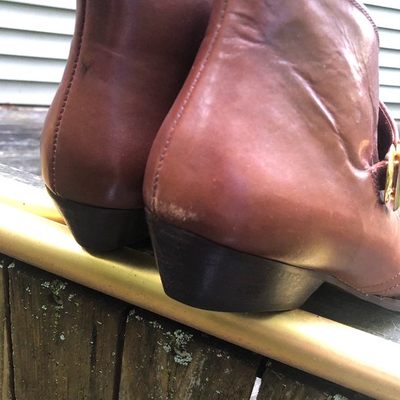 VINTAGE ETIENNE AIGNER BROWN MONK STRAP ANKLE BOOTS SZ 7.5 - Picture 10 of 16